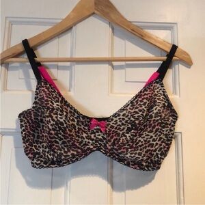 Betsey Johnson Unlined Pink Cheetah Bra. 32C.